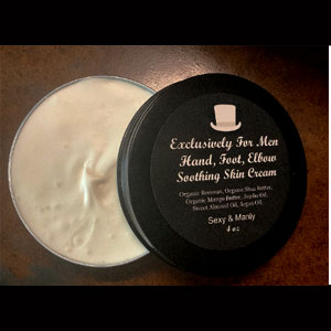 For Men Hand, Foot, Elbow All Natural Organic Soothing Cream Exclusively For Men With Men's Favorite Scents 4 Ounce Tin