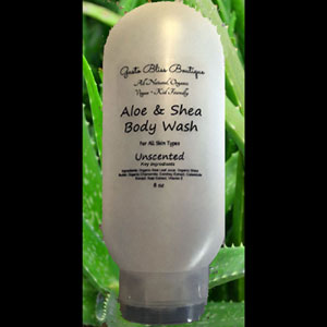 Organic Aloe and Shea Body Wash All Natural Organic Soothing Nourishing Hydrating Vegan Friendly  8 Ounce Variety Of Scents