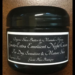 Night Face Cream Extra Emollient Shea Butter & Manuka Honey for Dry Sensitive Mature Skin Fragrance Free 2, 4 or 8 ounce jars