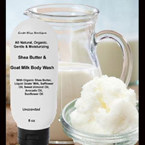 Shea Butter and Goat Milk Body Wash All Natural and Organic Super Moisturizing For All Skin Types Choose Scent 8 ounce Bottle